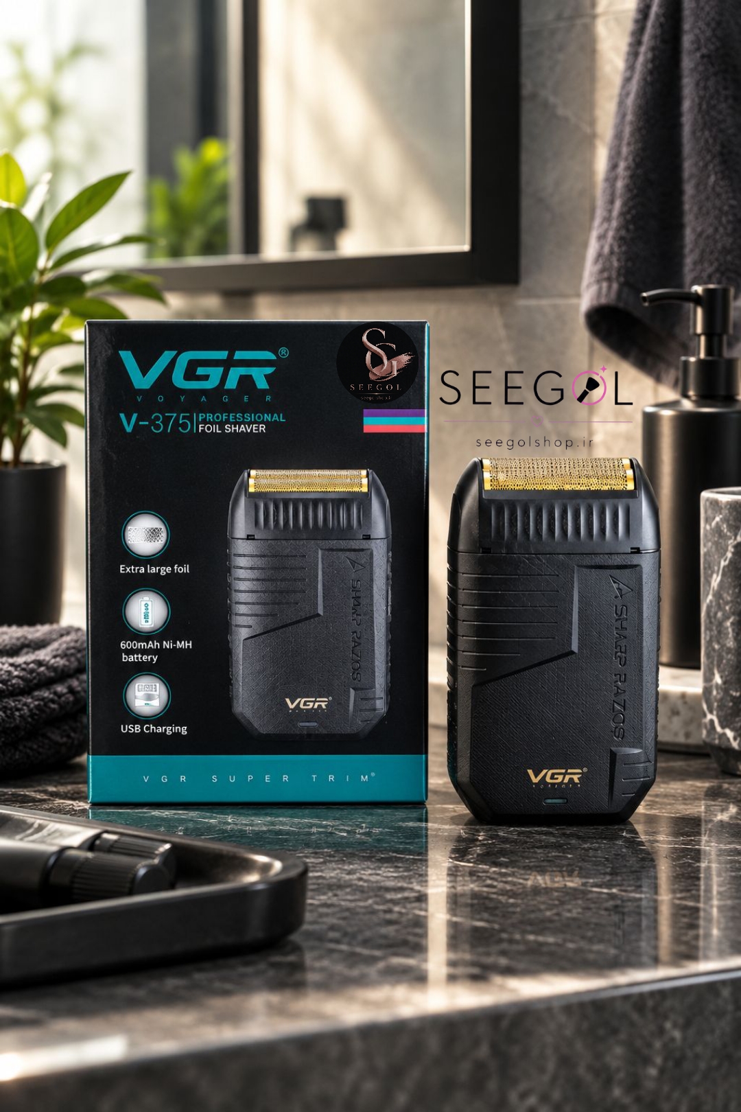 شیور و ریش‌تراش شارژی مسافرتی وی جی آر مدل وی-۳۷۵ (VGR Voyager V-375 Foil Shaver)