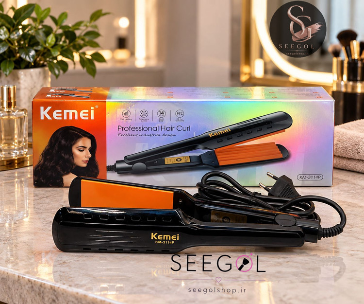 اتو مو حرفهای کیمی (Kemei Professional Hair Curl / Crimp KM-3114P)
