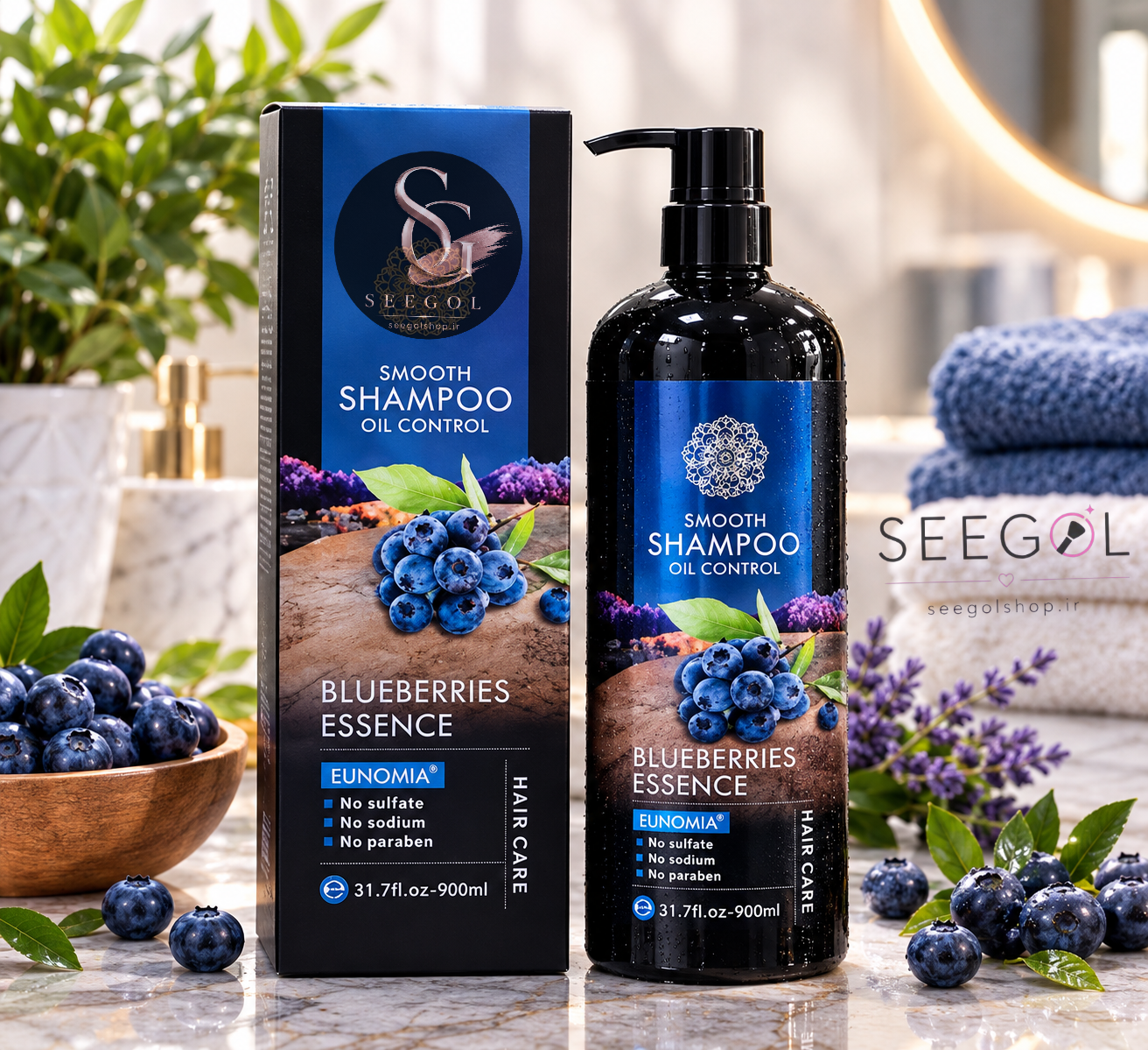 شامپو لایتنس بلوبری موی چرب مدل Smooth Shampoo Oil Control